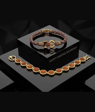 SONI DESIGNS Religious 2 Bracelet Rakhi ( Pack of 2 , Gold )