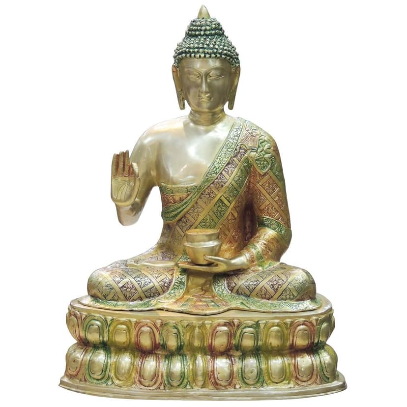 Brass Buddha Idol - Handcrafted Meditation Showpiece, Height : 29 Inch (BSMAS660 F) view 2