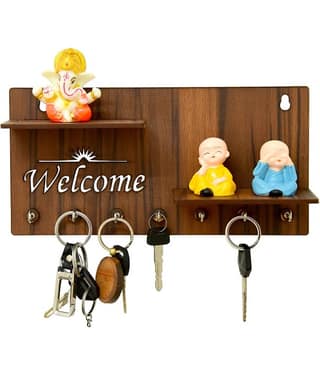 Arpita Crafts Brown Wood Key Holder - Pack of 1
