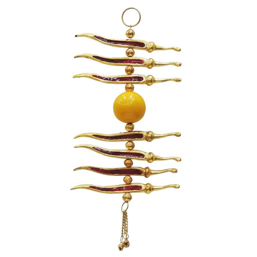 Aluminum Showpiece Nibu Mirch Golden Statue (ASMAS078) view 3