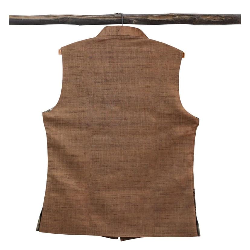 Garvi Gurjari (A Gujarat Govt Enterprise Light Brown Hand Block Printed Men's Jacket/Koti (GGCKMK04) view 2