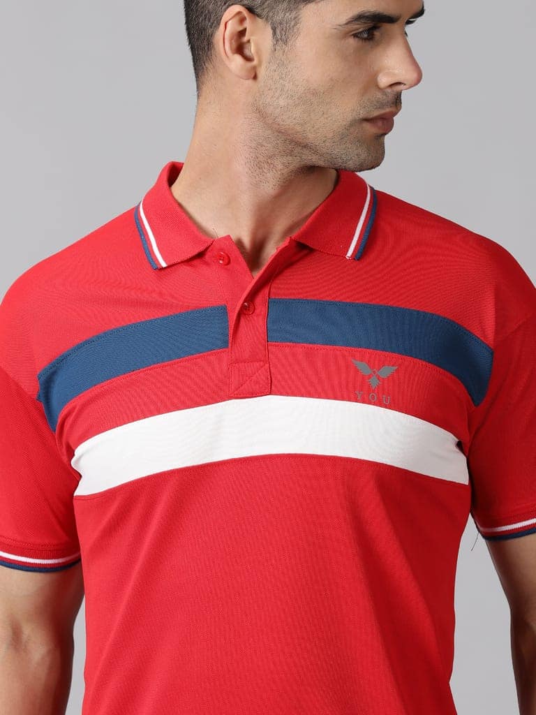 Dry-fit Red Striped Polo view 6
