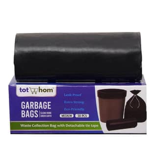 Tot2hom Medium Size Garbage Bags 19 x 21 Inches – Black - Pack of 1 Roll 30 Bags | with Tie-String | Strong Leak-Proof Dustbin Covers for Home, Office, Kitchen, Bathroom, hotels, Salons