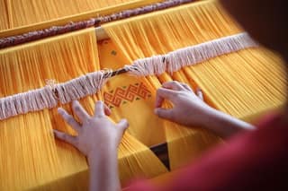 Hand-Woven Traditional Silk Fabric (Unstitched)