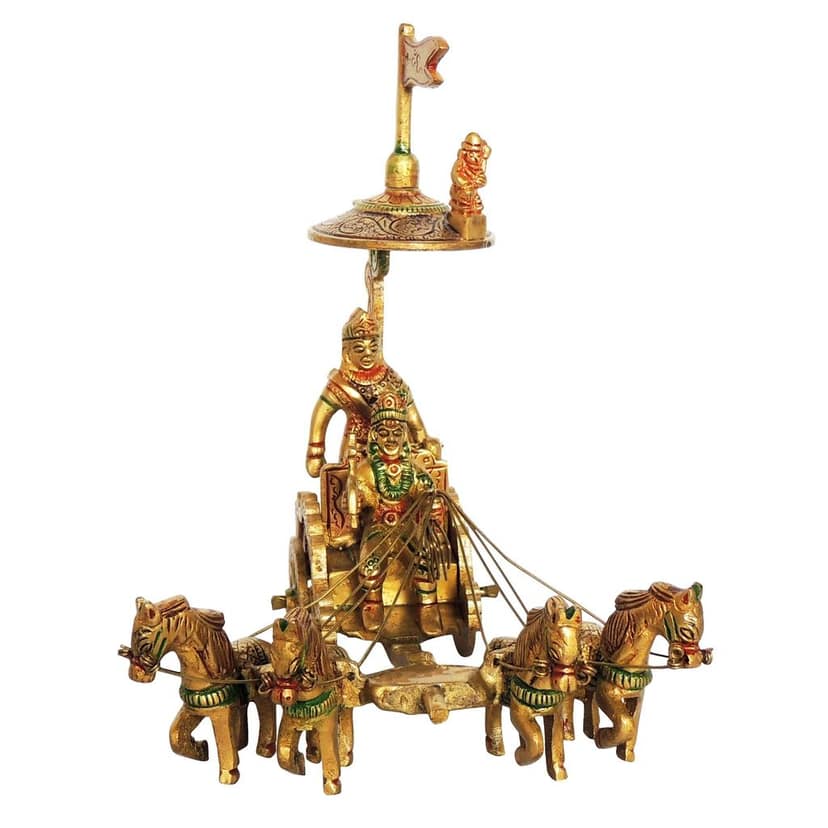 Brass Showpiece Surya Rath God Idol Statue | Traditional Handcrafted Hindu Religious Showpiece, Height : 7 Inch (BSMAS070 M) view 2
