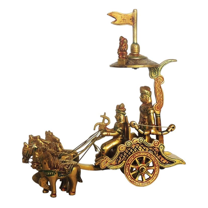 Brass Showpiece Surya Rath God Idol Statue | Traditional Handcrafted Hindu Religious Showpiece, Height : 7 Inch (BSMAS070 M) view 3