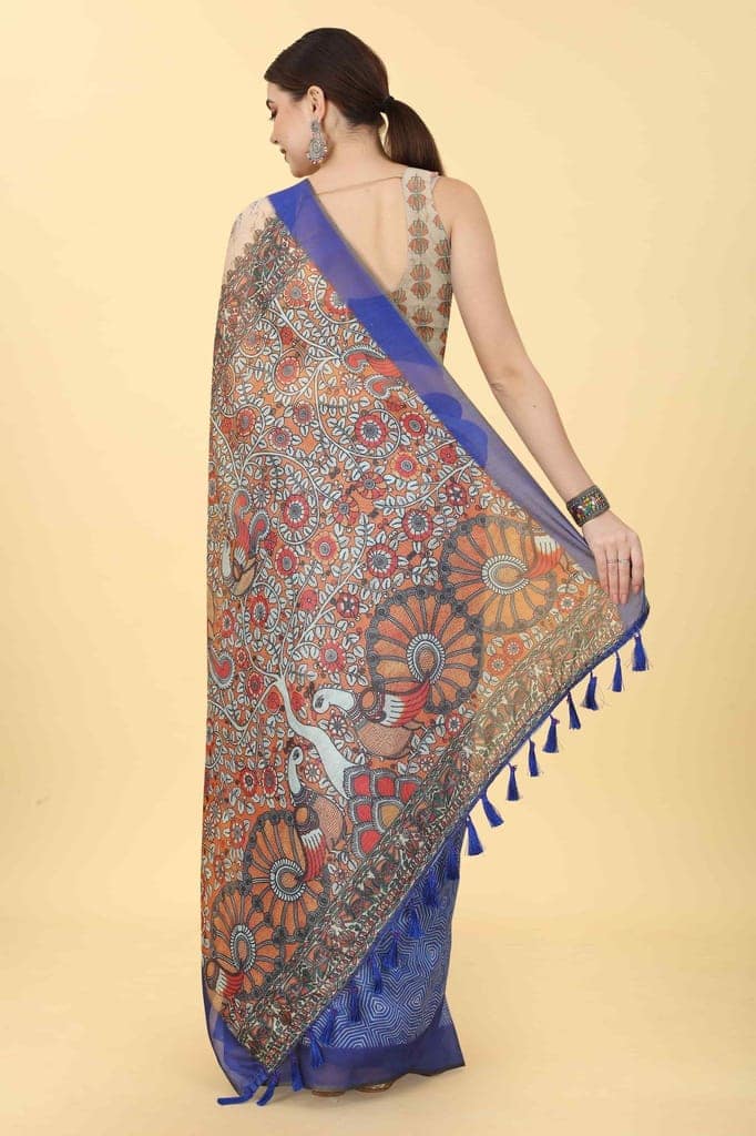 Women's Kalamkari Digital Printed Saree view 3