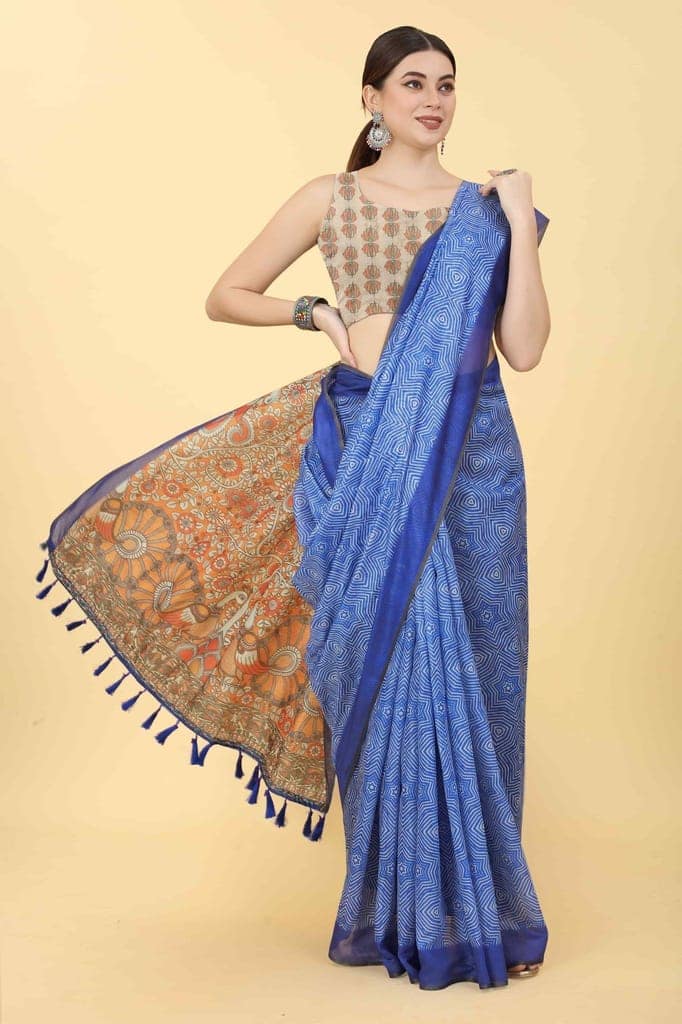 Women's Kalamkari Digital Printed Saree view 4