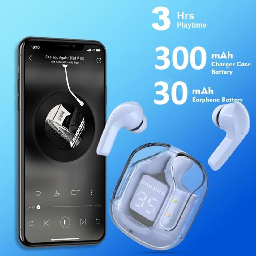 Ultrapods TWS Earbud Transparent Design, 30 Hrs Playtime with Fast Charging Bluetooth 5.3 10mm HD BASS Drivers (Multicolour) view 4