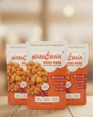Munchna– Peri Peri Roasted Makhana (Pack of 3) | Value Pack, Light & Crunchy, Healthy Snacking, Premium Foxnuts | 50 Gram Each