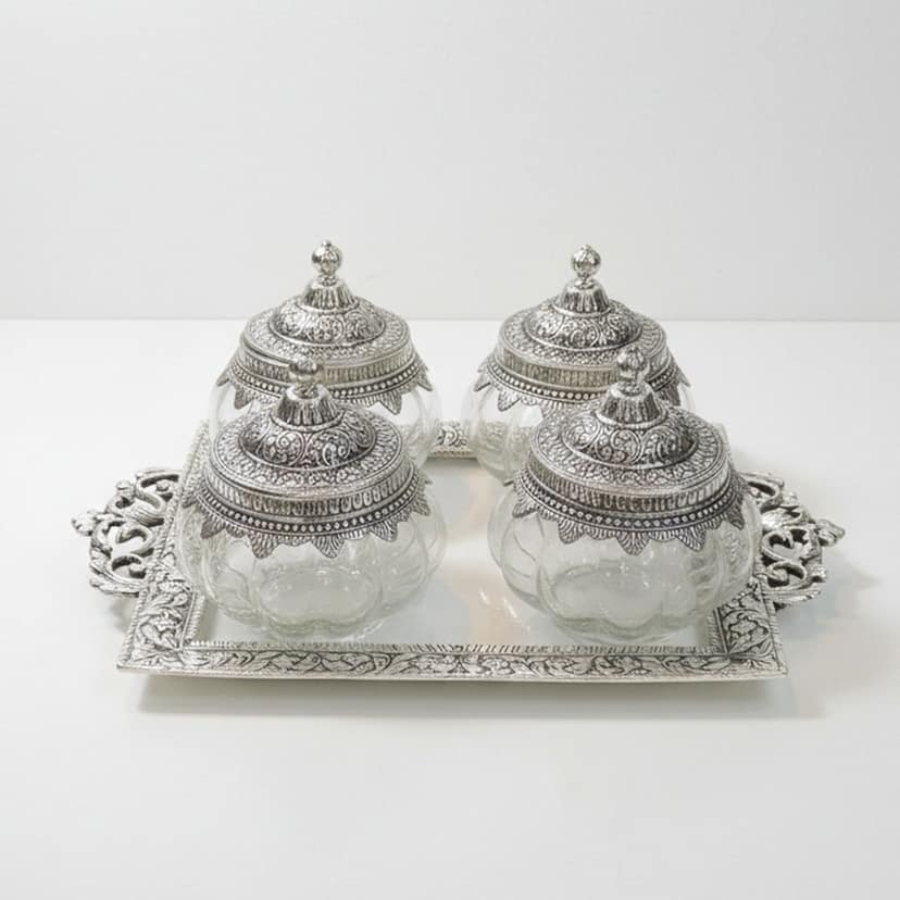 Brass Decorative Serving Tray | Premium Tableware, Height : 0.5 Inch (ATMAS074 D) view 2
