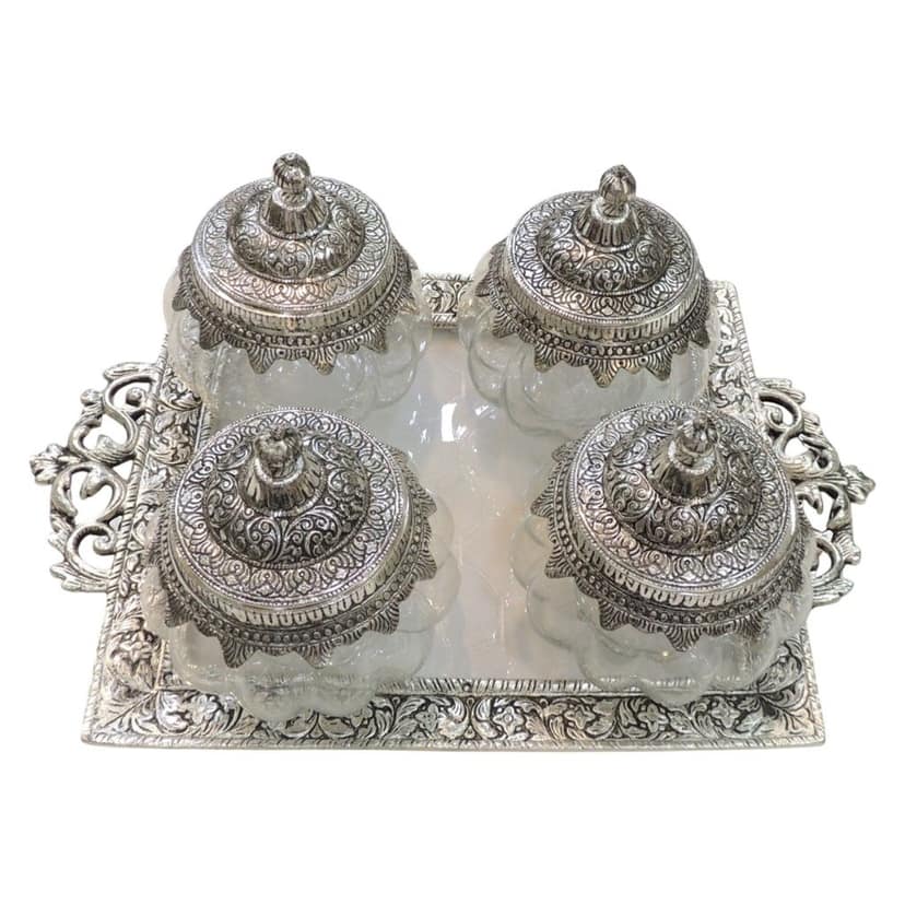 Brass Decorative Serving Tray | Premium Tableware, Height : 0.5 Inch (ATMAS074 D) view 3