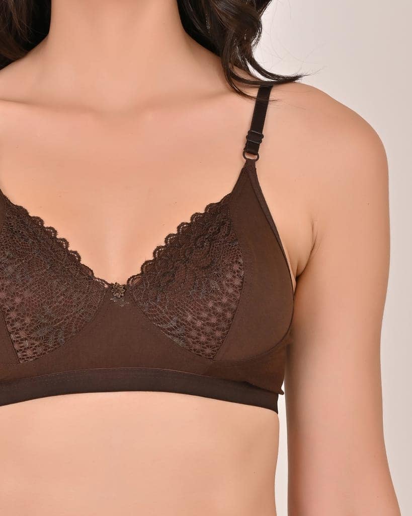 SVAHA Women’s Hosiery Net Lace Bra & Panty Set Pack of 3 | Soft Stretch Lingerie Combo | Stylish Everyday Innerwear | Sizes 28–40 view 5