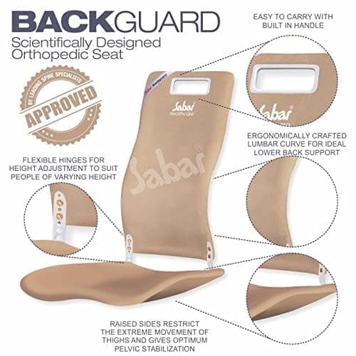 Sabar Orthopaedic Lumbar Back Support Add-on for Office Chair & Car Seat BACKGUARD 3090 XC | Adjustable Backrest with Pelvic Stabilization (Beige) view 2