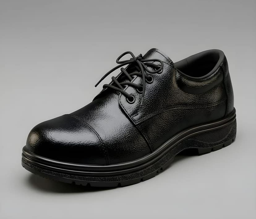 Latest Stylish Men Leather Black Police Duty Shoes | Lace-Up Formal Uniform Shoes | Comfortable Daily Wear Footwear For Men view 2