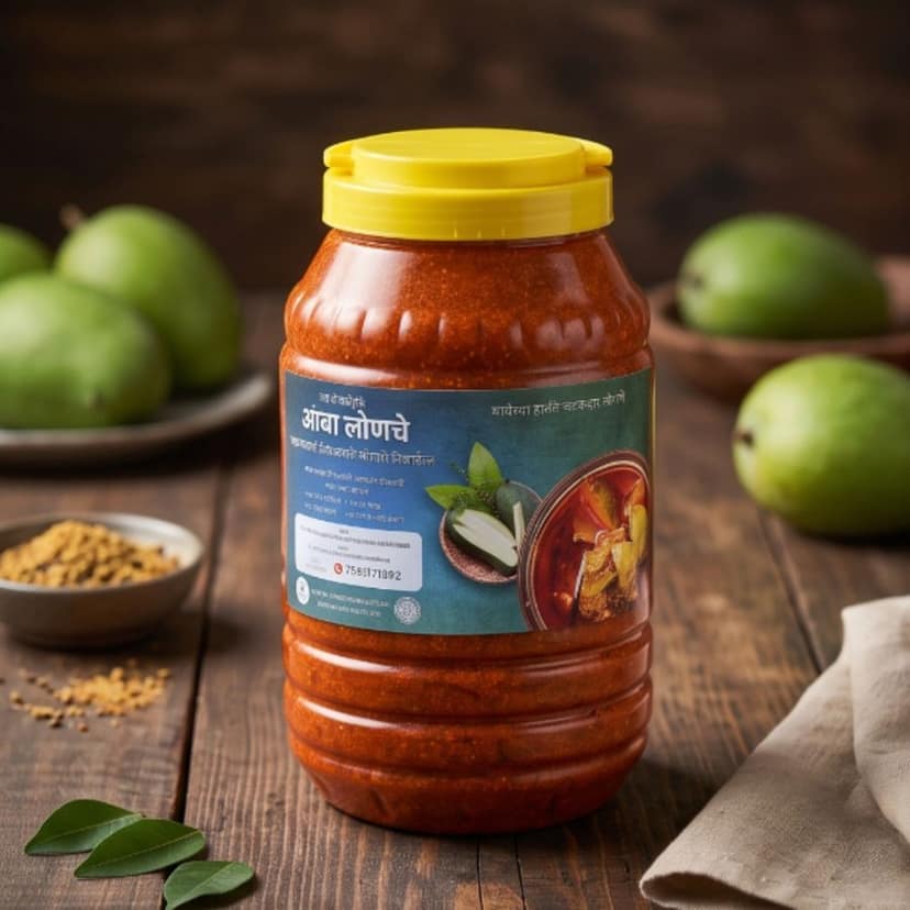 Authentic Kolhapuri Mango Pickle - 1000 gm - One plastic jar