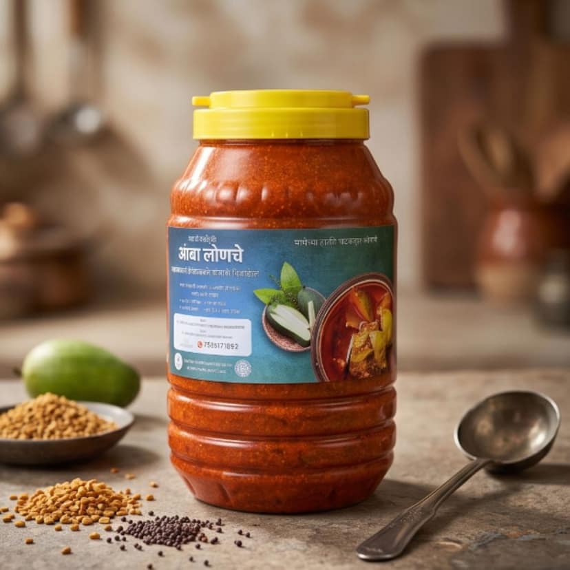 Authentic Kolhapuri Mango Pickle - 1000 gm - One plastic jar view 2