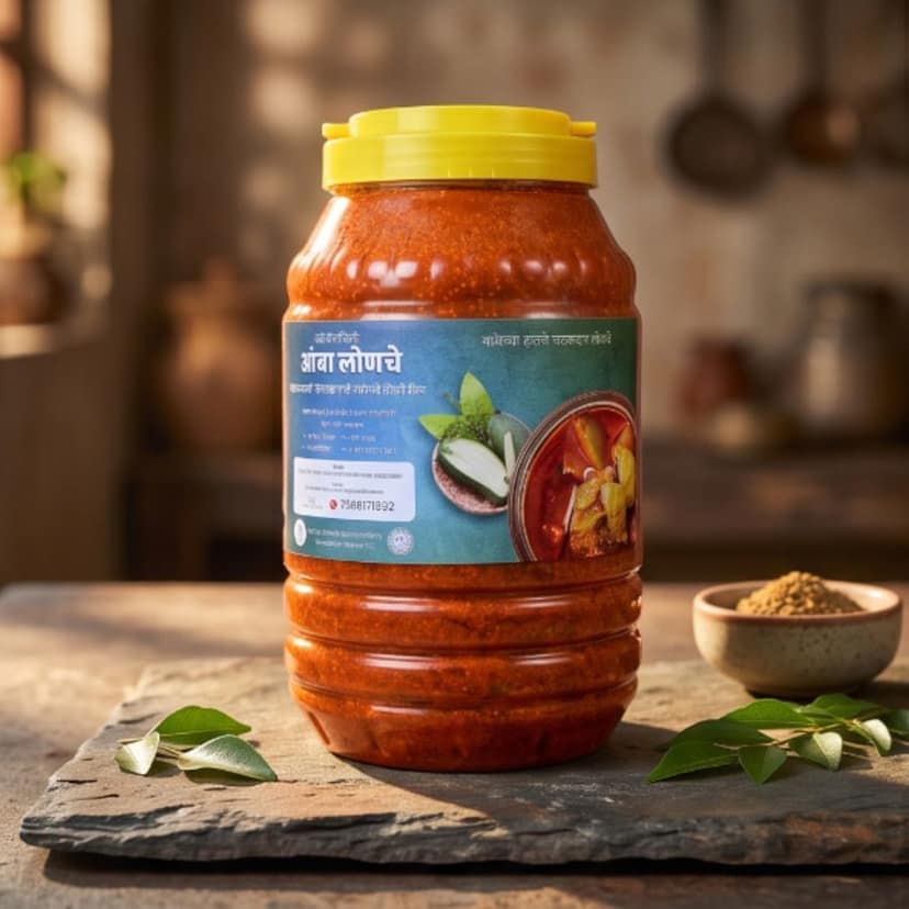 Authentic Kolhapuri Mango Pickle - 1000 gm - One plastic jar view 3