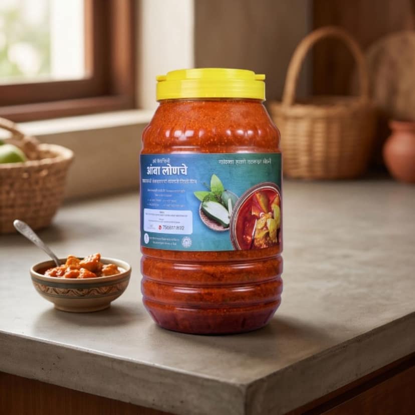 Authentic Kolhapuri Mango Pickle - 1000 gm - One plastic jar view 4