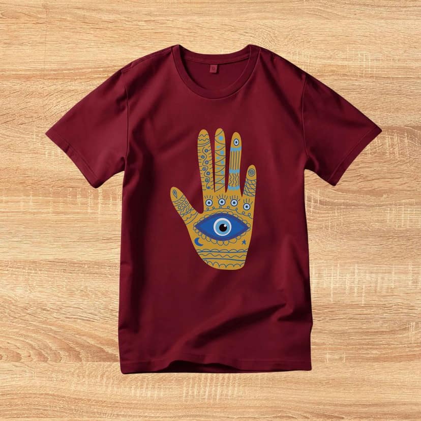 Trishoolin 100% Cotton Regular Fit Graphic T-Shirt | Mystical Eye Graphic Theme Art Crew Neck Half Sleeve Tee (Design 30148MB, Pack of 1) view 2