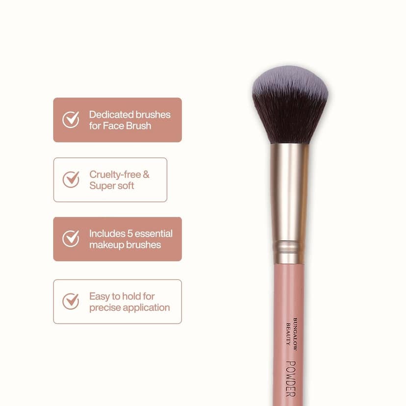 Professional Powder Makeup Brush, Soft Synthetic Bristles, Rose Gold Handle view 5