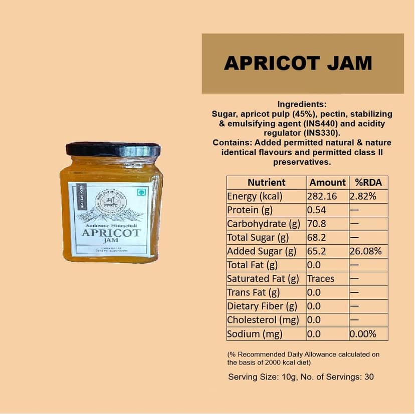 Maa Craft Apricot Jam | Himachali Apricot Preserve | Handmade Fruit Jam | Himalayan Crafted | Rich & Fruity | No Artificial Flavours | 300g view 4