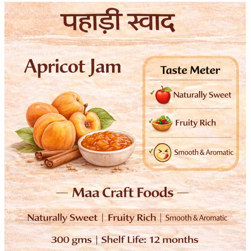 Maa Craft Apricot Jam | Himachali Apricot Preserve | Handmade Fruit Jam | Himalayan Crafted | Rich & Fruity | No Artificial Flavours | 300g view 5