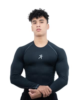 Athflex Men’s Muscle Fit Full Sleeve Textured Compression T-Shirt – Quick Dry, Web Textured Fabric,Superhero Look ,Stretchable Sportswear for Workouts & Fitness - green/M