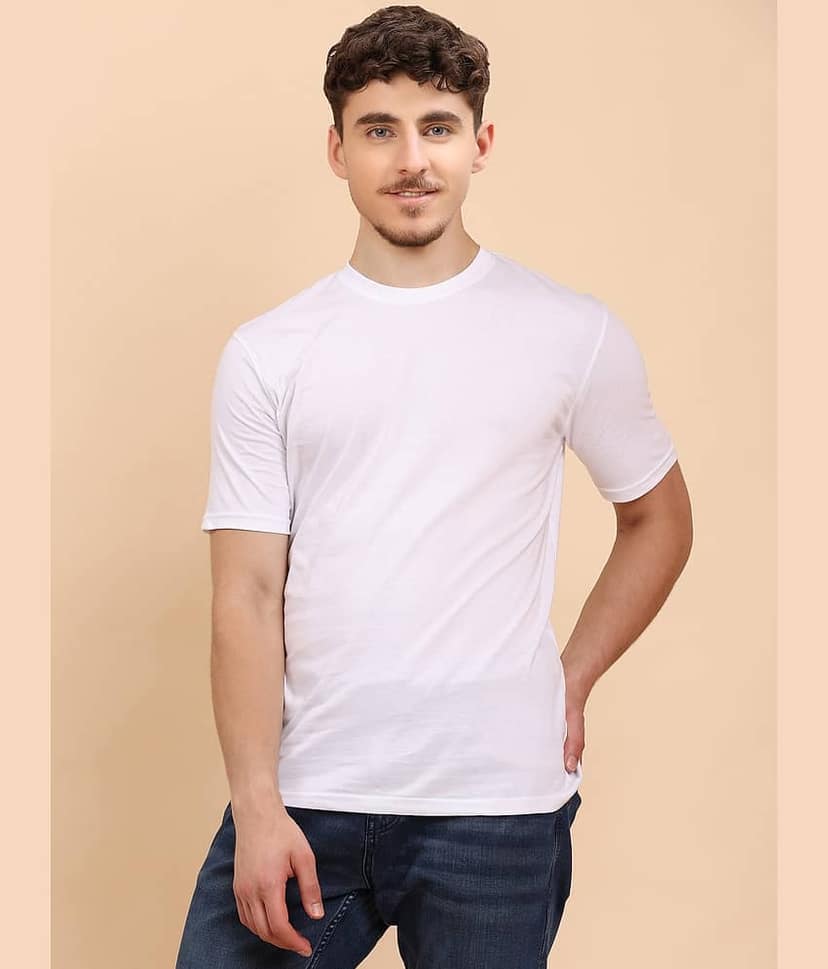 ENCIGER Men 100% Cotton Regular Fit Solid T-Shirt ( black )