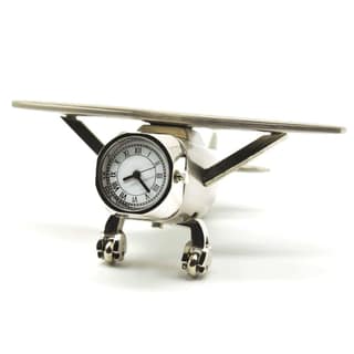 Shri Baba Art - Aeroplane Miniature Table Clock, Stylish Analog Desk Clock & Paper Weight, Manual Adjustment, Easy Battery Replacement, Ideal for Students & Kids Bedroom, Vintage Decor for Home & Office