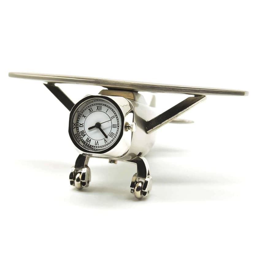 Shri Baba Art - Aeroplane Miniature Table Clock, Stylish Analog Desk Clock & Paper Weight, Manual Adjustment, Easy Battery Replacement, Ideal for Students & Kids Bedroom, Vintage Decor for Home & Office