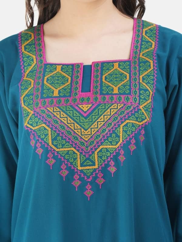 KOI SLEEPWEAR Lissybissy Cotton Multicoloured Embroidery Full Sleeve Night Gown view 9