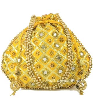 Bulbul Yellow Silk Potli