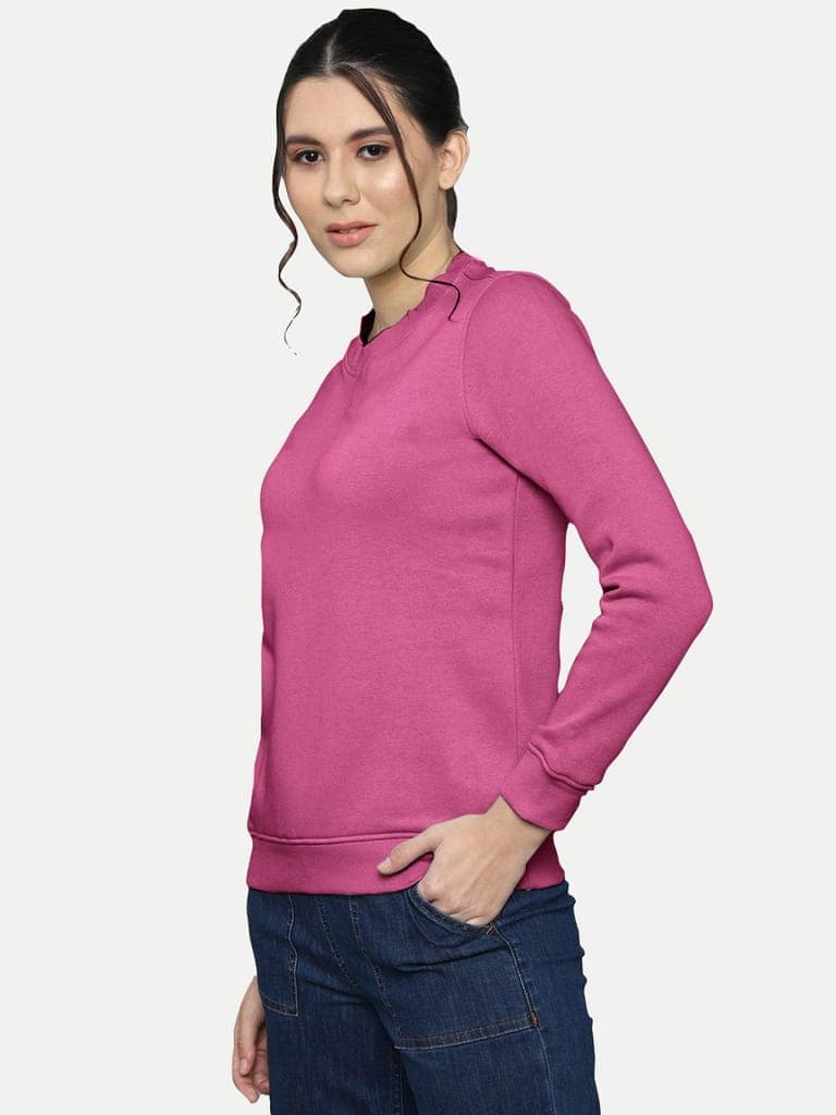 Women Solid Dark Pink Pullover view 2