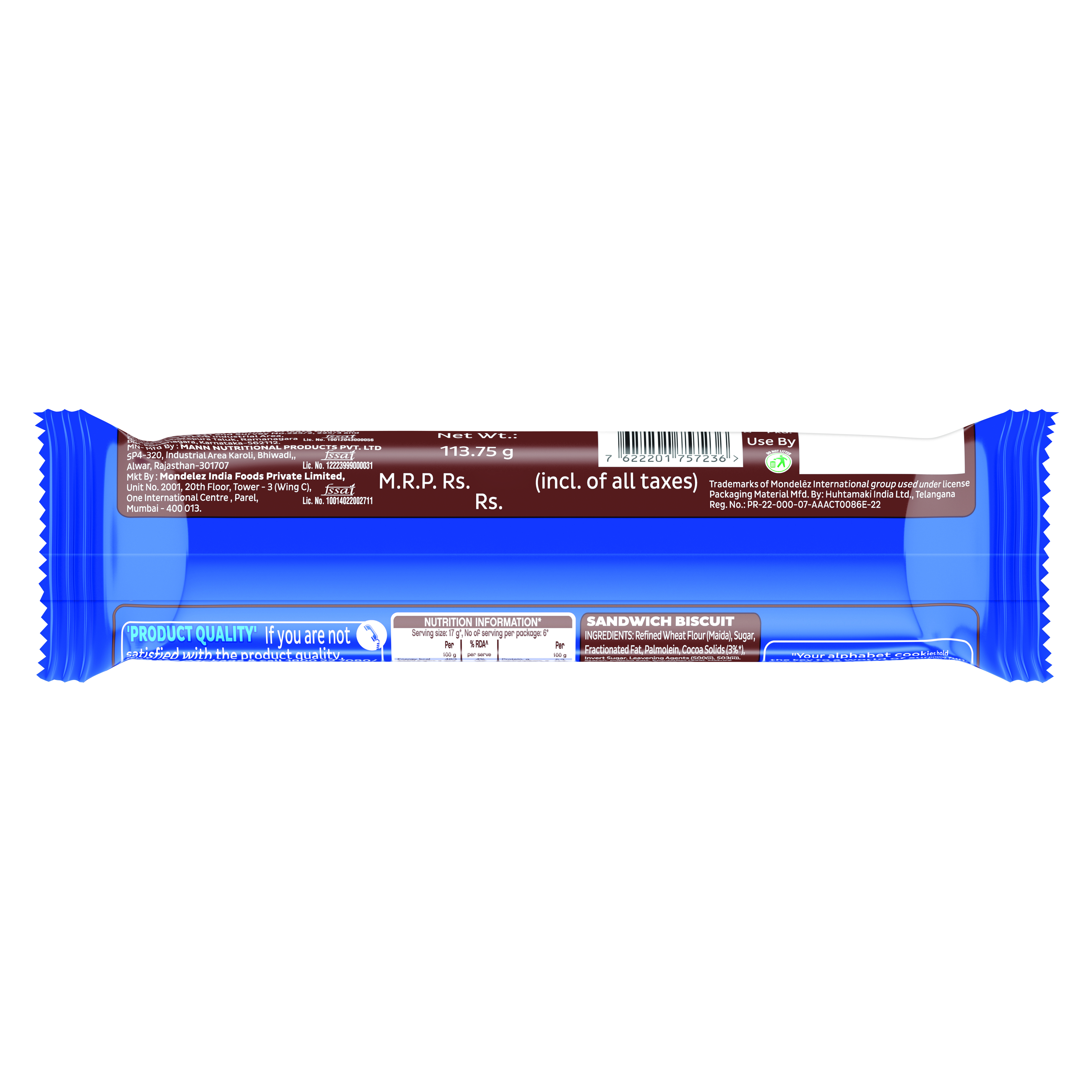 Cadbury Oreo Choco flavour Cookie Sandwich Cream Biscuit, 113.75 g view 2