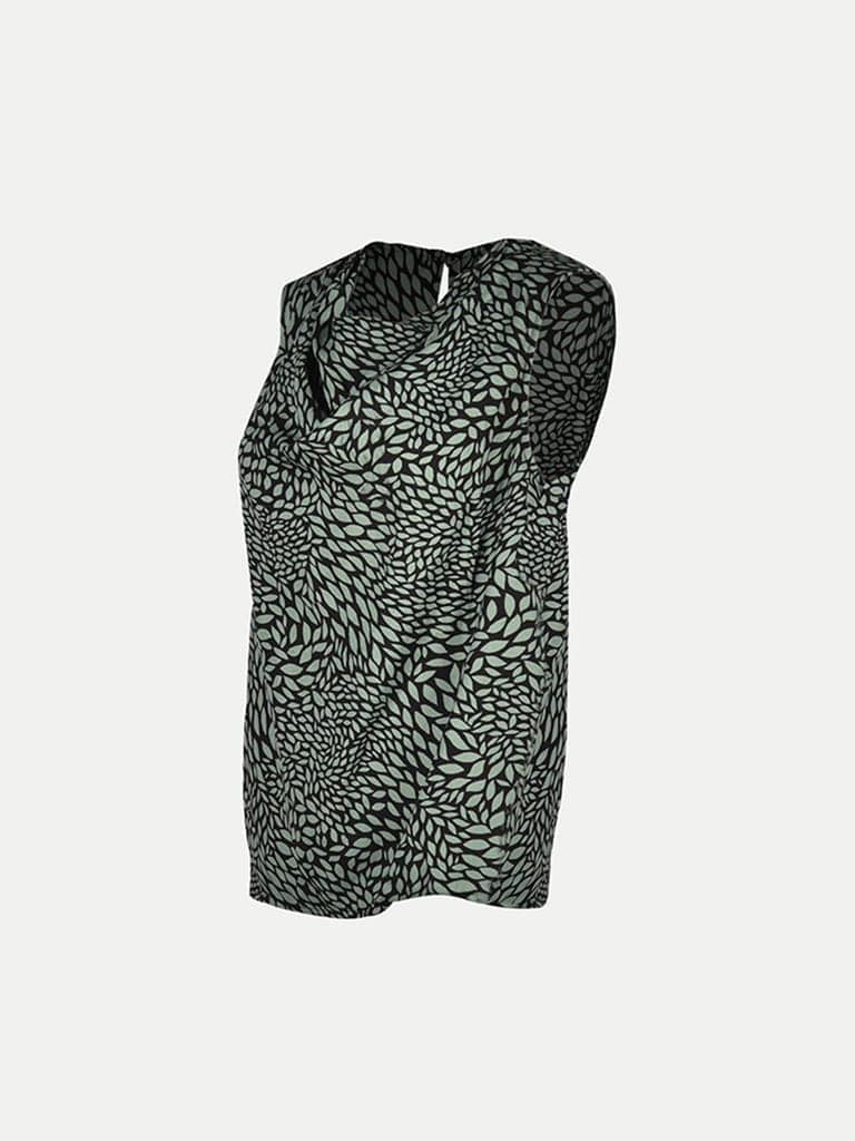 Women Green Printed Floral Sleeveless Blouse view 2