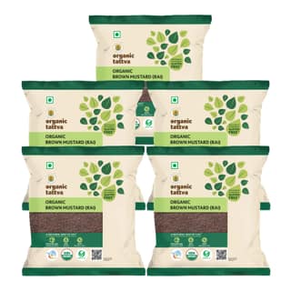 Organic Tattva Organic Brown Mustard Seeds (Rai) - 100g x Pack of 5