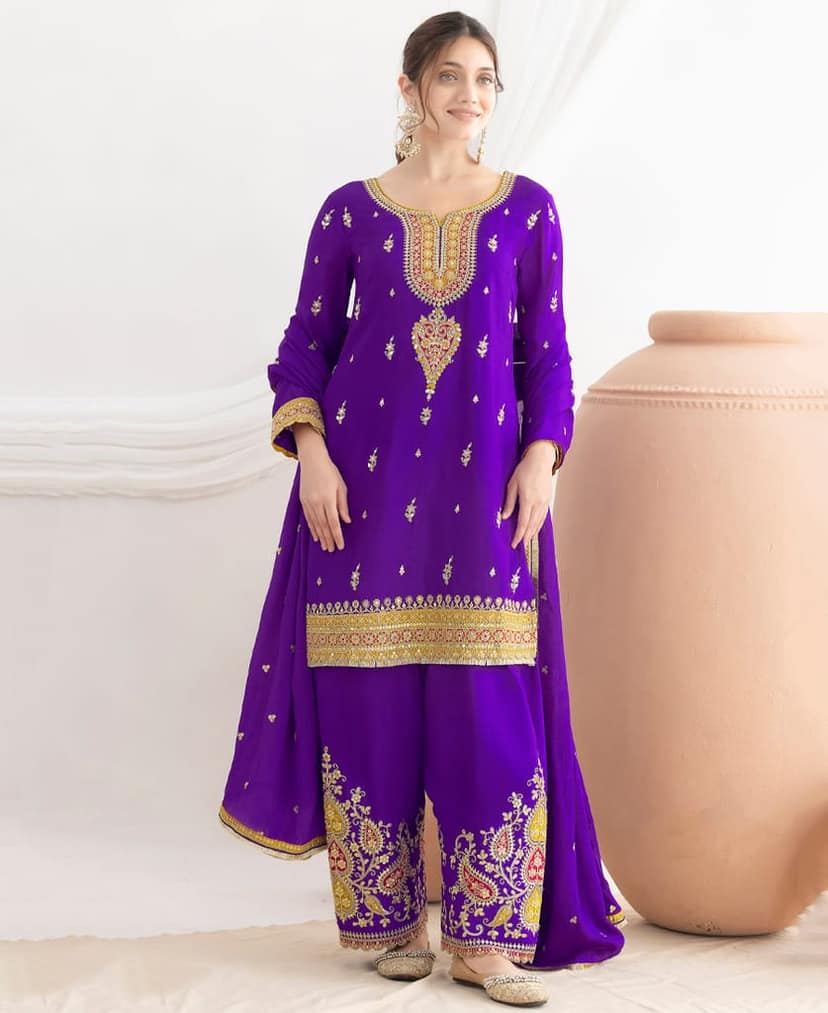 Latest Pink Farshi Suit Set for Women with Contrast Dupatta Ethnic Wear