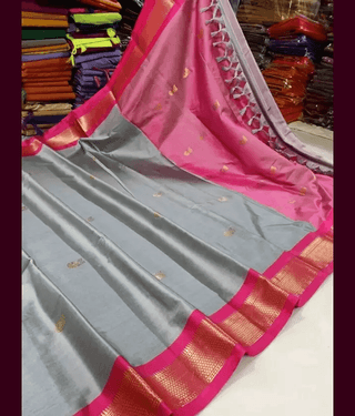 VEERAIVA Cotton Silk Woven Saree With Unstitched Blouse Piece ( Peach )
