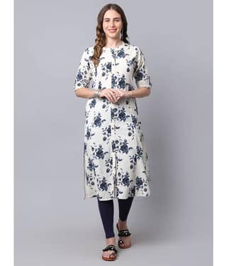 Pistaa - Navy Blue Cotton Women's Front Slit Kurti ( Pack of 1 )