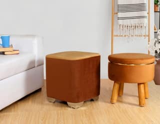 ShadowKart Ottoman Pouffes Sitting Stool for Living Room Furniture Wooden Footstools Puff Mudda Footrest Pouff for Office Home Decor, Combo