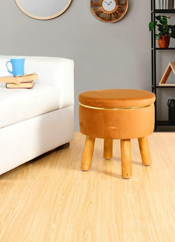 ShadowKart Ottoman Pouffes Sitting Stool for Living Room Furniture Wooden Footstools Puff Mudda Footrest Pouff for Office Home Decor, Combo view 2