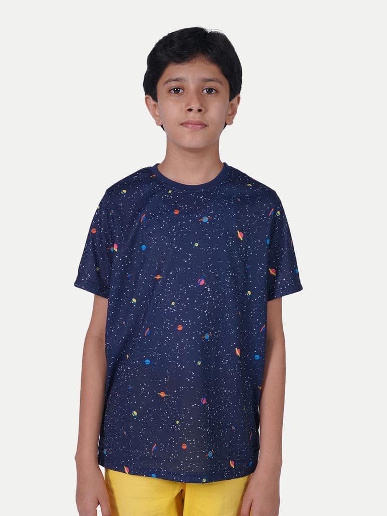 Teen Boys Navy Galaxy Printed T-Shirt