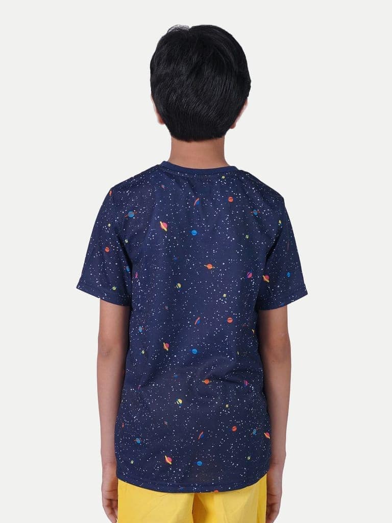 Teen Boys Navy Galaxy Printed T-Shirt view 4