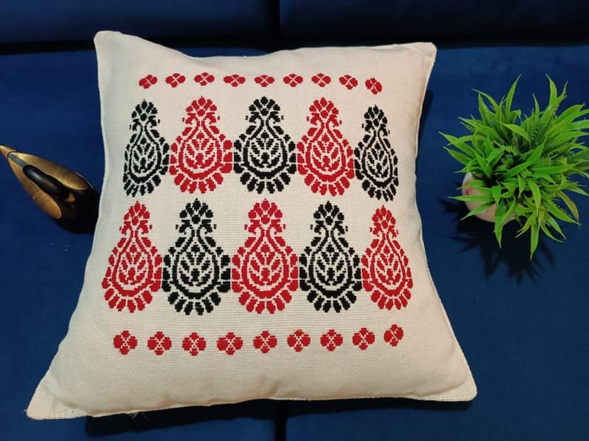 Luxury Hand Embroidered Decorative Throw Pillow Cover with Insert, 18"x18" view 2