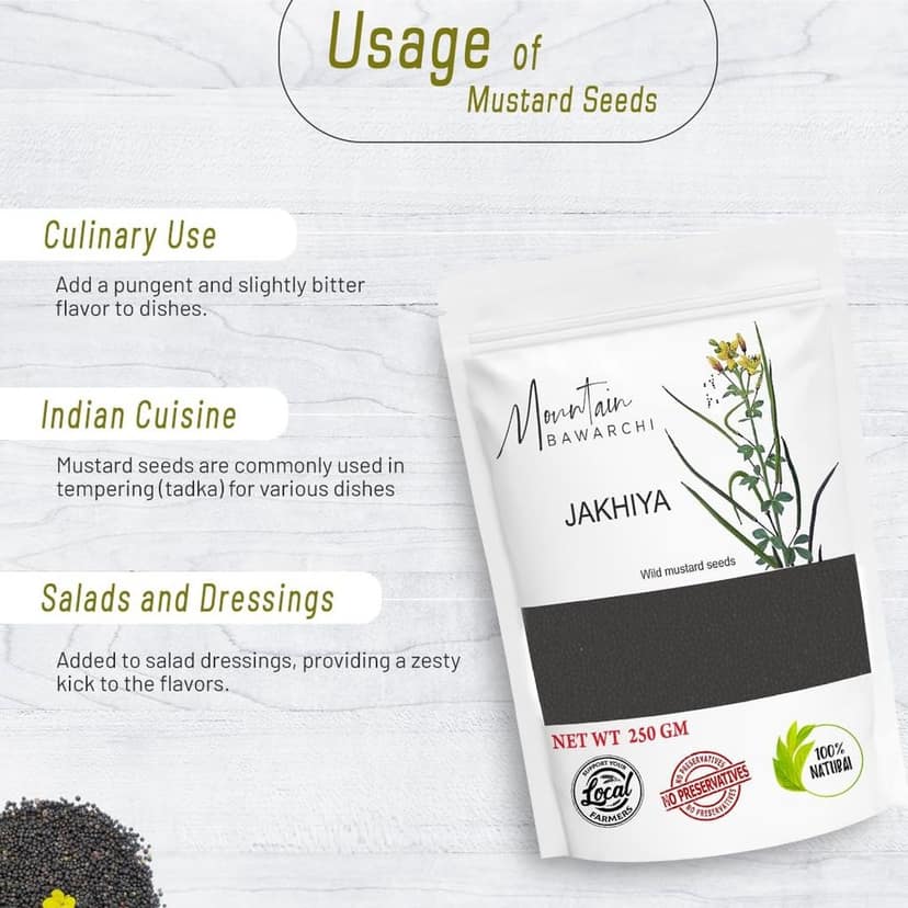 Mountain Bawarchi Jakhiya Black Mustard Seeds | Whole Rai Dana | Sarso Dana Indian Spice (250 g) view 5