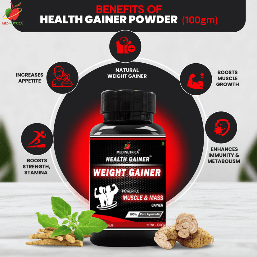 Medinutrica Ayurvedic Muscle & Mass Gainer POwder | Muscle Protein | Lean Mass Gainer | Improved Stamina & Strength| Enhanced Atheletic Performance view 2