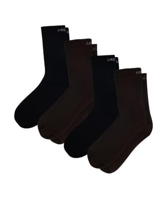 AIR GARB Crew Socks for Men and Women Made with Premium Cotton Pack of 4 - AC4BL2BR2 (Free Size) Black, Brown