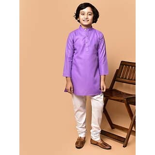 PrintCultr Boys Festive & Party Kurta and Pyjama Set (Purple)