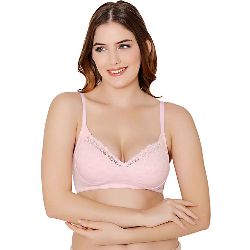 Bodycare cotton spandex wirefree adjustable straps designer net cup non padded Bra-5506LOV